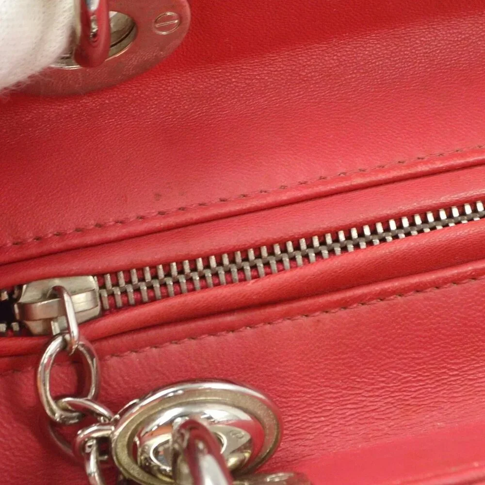 Christian Dior Pink Lambskin Lady Dior Cannage 2way Handbag